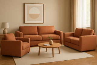 Picture of PALMERS CHENILLE 3/2/1 Seater Sofa Range (Orange) - 3+2+1 Seater