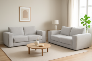 Picture of PALMERS CHENILLE 3/2/1 Seater Sofa Range (Light Grey) - 3+2 Seater
