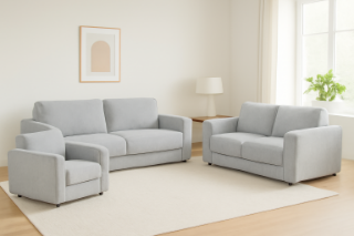 Picture of PALMERS CHENILLE 3/2/1 Seater Sofa Range (Light Grey) - 3+2+1 Seater