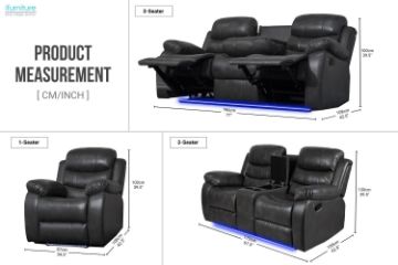 Picture of GAVIN Manual Reclining Sofa Range with Console & LED & Wireless Charger 