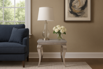 Picture of AITKEN Marble Top Stainless Steel Side Table (Grey)