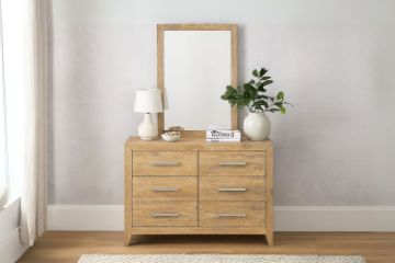 Picture of EMERSON 6-Drawer Solid Acacia Wood Dresser with Mirror