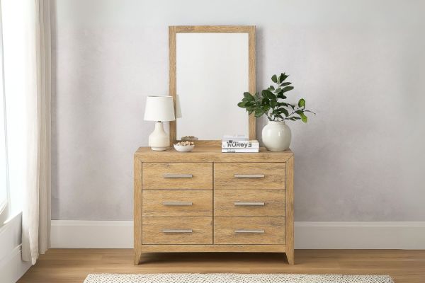Picture of EMERSON 6-Drawer Solid Acacia Wood Dresser with Mirror
