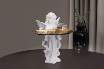 Picture of  Angel Statue Resin Figurine Sculpture with Jewelry Tray