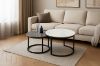 Picture of Modern White & Grey Sintered Stone Nesting Table Set