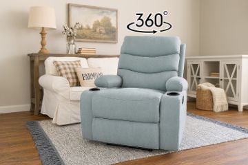Picture of MALLIN 360° Swivel Manual Recliner Rocking Lounge Chair with Dual Cup Holders (Light Blue)