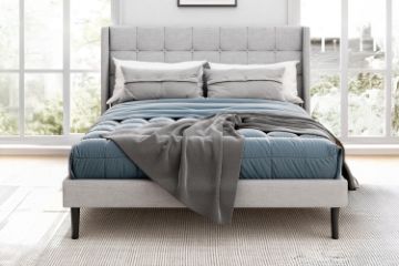 Picture of SONOMA Fabric Bed Frame in Double/Queen Size (Light Grey)
