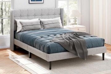 Picture of SONOMA Fabric Bed Frame + ORION Foam Mattress Combo Deal (Light Grey) - Double