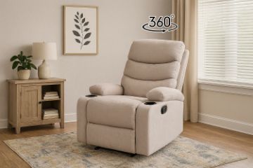 Picture of MALLIN 360° Swivel Manual Recliner Rocking Lounge Chair with Dual Cup Holders (Beige)