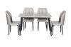 Picture of MIKASA 120 Sintered Stone Top 5PC Dining Set (Grey Table + 4 Light Grey Chairs)