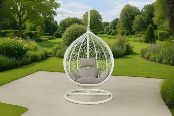 Picture of ALBURY Rattan Outdoor Hanging Egg Chair (White)