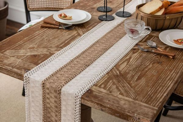 Picture of 376-003 Cotton-Edged Woven Table Runner/Bed Runner with Tassel - 30cmx200cm