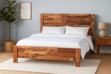 Picture of PHILIPPE Single/King Single/Double/Queen Size Acacia Wood Bed Frame (Rustic Java Colour)