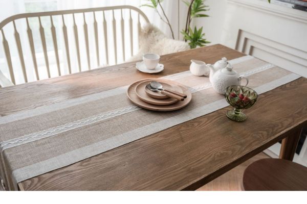 Picture of Jacquard Geometric Pattern Table Runner/Bed Runner in 2 Sizes (Light Brown)