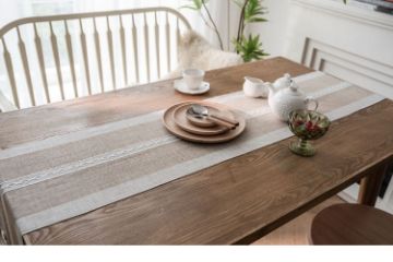 Picture of 376-007 Jacquard Geometric Pattern Table Runner/Bed Runner (Light Brown) - 33cmx200cm