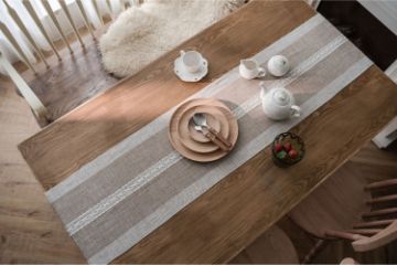 Picture of 376-007 Jacquard Geometric Pattern Table Runner/Bed Runner (Light Brown) - 33cmx200cm