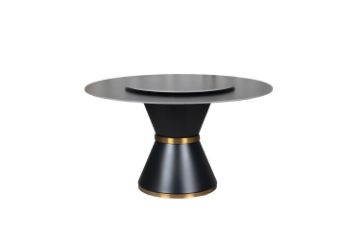 Picture of ORBIT 135 Round Black Sintered Stone Dining Table with Lazy Susan