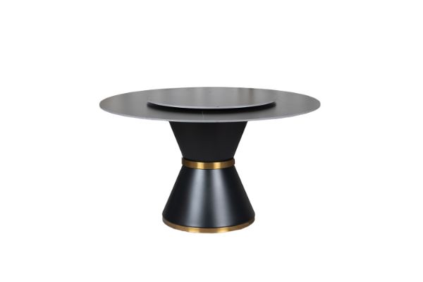 Picture of ORBIT 135 Round Black Sintered Stone Dining Table with Lazy Susan