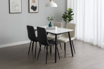 Picture of SAROTO 130 Sintered Stone Top 5PC Dining Set (Gloss White Table)