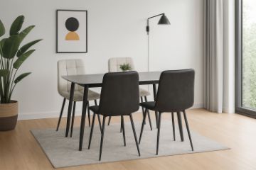 Picture of SAROTO 130 Sintered Stone Top 5PC Dining Set (Matte Grey Table) 