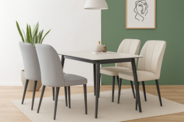Picture of MIKASA 120 Sintered Stone Top 5PC Dining Set (Crisp-White Table)
