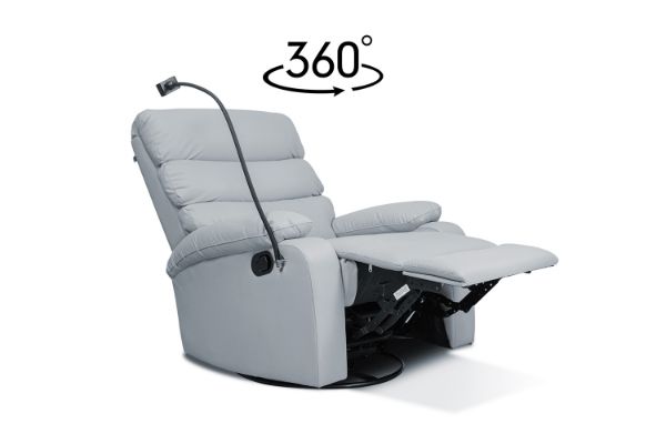Picture of OLIVIO 360° Swivel Manual Recliner Lounge Chair With Mobile Holder (Grey)