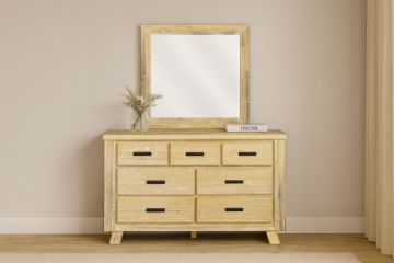 Picture of AKAROA 7-Drawer Solid Acacia Wood Dresser with Mirror