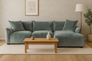 Picture of ROTTERDAM Sectional Fabric Sofa (Green) - Chaise Facing Right