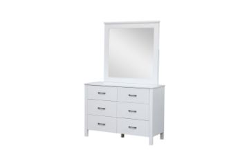 Picture of  [FLOOR MODEL CLEARANCE]CLOUDWOOD 6-Drawer Solid Pinewood Dresser with Mirror (White)