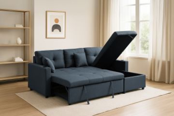 Picture of DARIA Reversible Sectional Sofa/Sofa Bed with Storage and Cup Holders