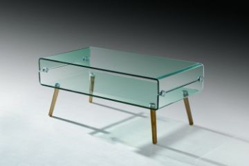 Picture of [FLOOR MODEL CLEARANCE] MURANO 110 Box Bent Glass Coffee Table with Wooden Legs