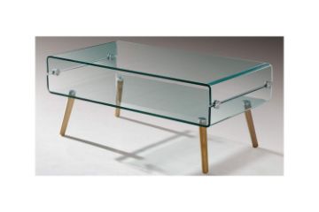 Picture of [FLOOR MODEL CLEARANCE] MURANO 110 Box Bent Glass Coffee Table with Wooden Legs