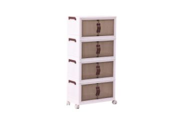 Picture of BONZY 4-Tier Foldable Utility Cart Storage Cabinet with Wheels