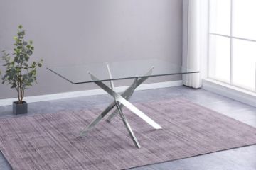 Picture of [FLOOR MODEL CLEARANCE] BONNIE 1.5M Glass Top Silver Legs Dining Table