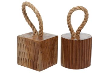 Picture of 650-023 Teak Root Door Stopper Sculpture - Set of 2