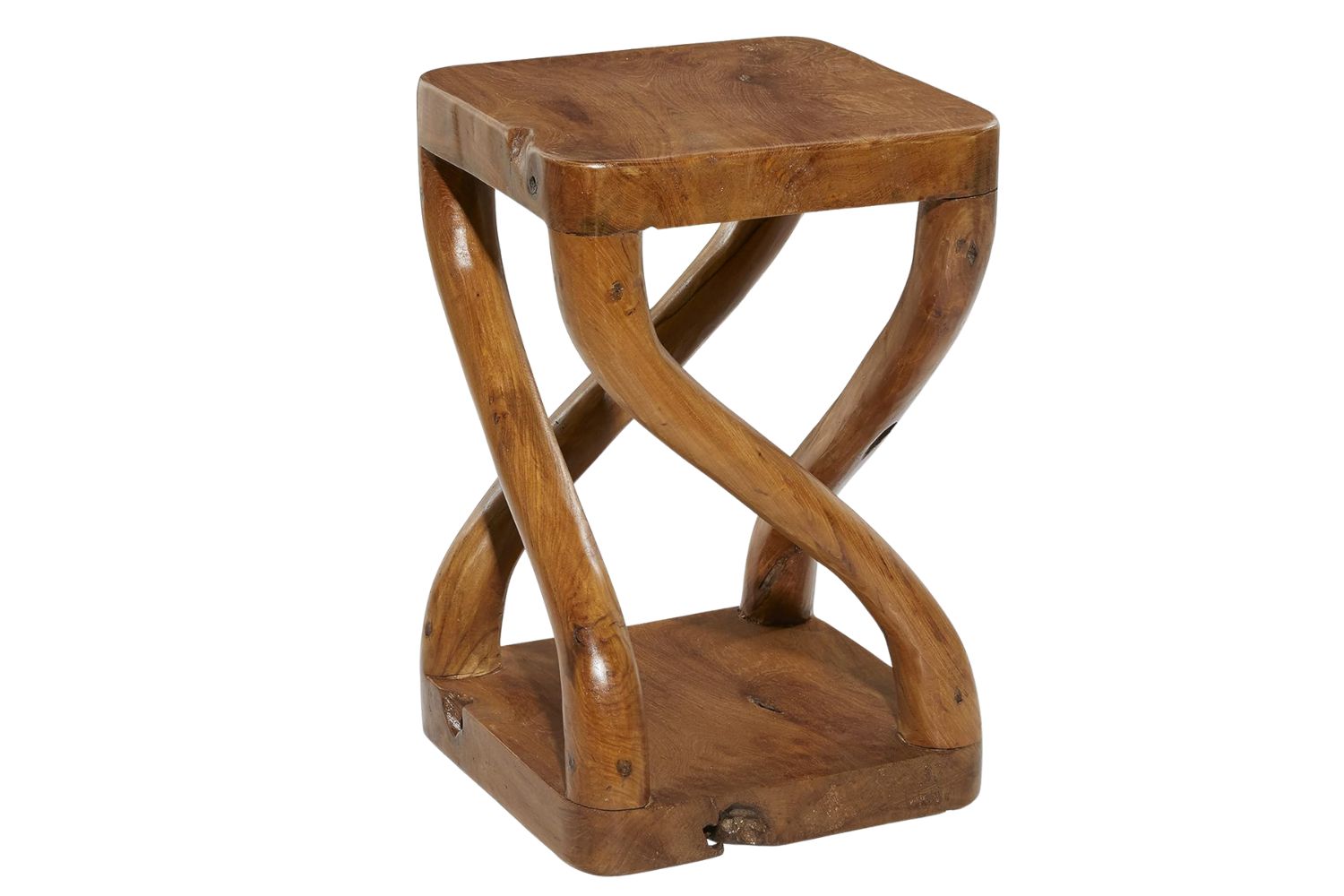 ROOTRA Handcrafted Teak Root Abstract Twist Side Table/Stool