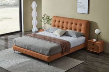 Picture of AUGUSTA Genuine Leather Bed Frame (Brown) - King