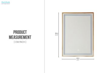 Picture of 339-009 H80 Golden Right Angle Wall mirror with LED Light