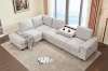 Picture of OSAKA Sectional Sofa with Storage Ottoman, Flip-Back Hidden Cup Holders & USB Port (Beige)