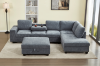 Picture of OSAKA Sectional Sofa with Storage Ottoman, Flip-Back Hidden Console & USB & Type-C Port (Grey)
