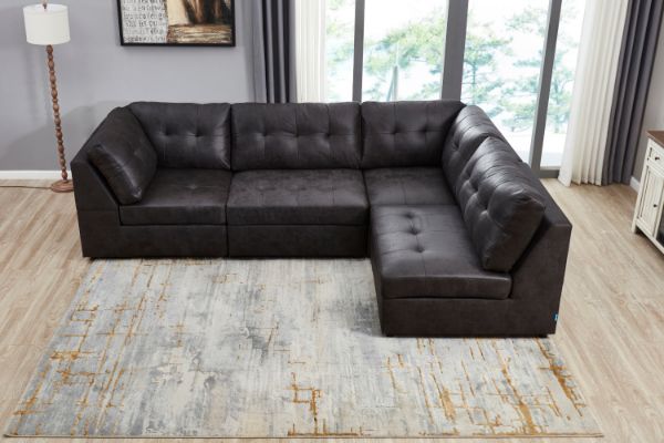 Picture of AUSTEN Foil-Printed Fabric Modular Sectional Sofa Range - 4PC Combo Set (Armlessx2 + Arm Facing Leftx1 + Arm Facing Rightx1)