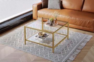 Picture of TOBAGO 68 Square Tempered Glass Coffee Table (Golden)