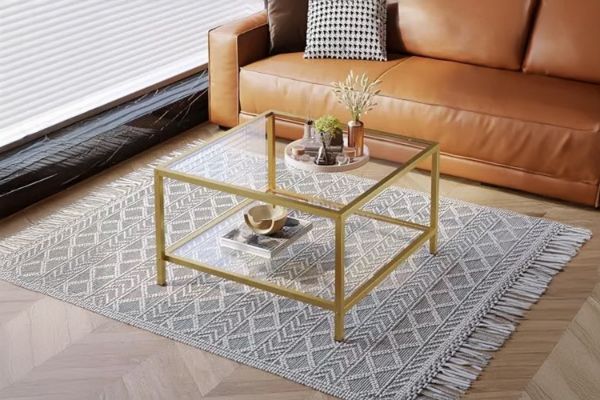 Picture of TOBAGO 68 Square Tempered Glass Coffee Table (Golden)