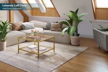 Picture of TOBAGO 68 Square Tempered Glass Coffee Table (Golden)
