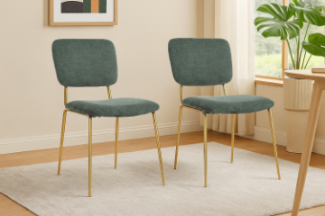 Picture of LASKY Gold Frame Fabric Dining Chair (Green) - 2PC in 1 Carton