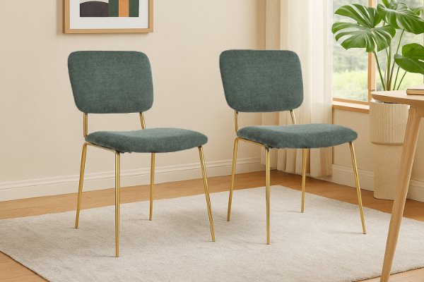 Picture of LASKY Gold Frame Fabric Dining Chair (Green) - 2PC in 1 Carton