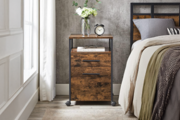 Picture of BASSETT 2-Drawer Bedside Table/File Cabinet with Wheels