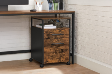 Picture of BASSETT 2-Drawer Bedside Table/File Cabinet with Wheels