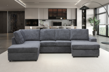 Picture of WILLIAM Chaise Facing Left Sectional Sofa with Ottoman
