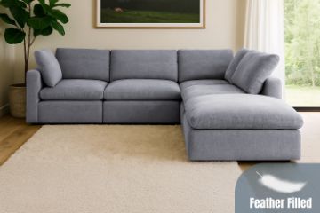 Picture of FAIRFIELD Feather-Filled Sectional Modular Sofa Range - 5PC Big Combo Set (Armlessx2 + Cornerx2 + Ottoman)